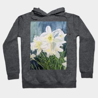 Pale Daffodils watercolour painting Hoodie